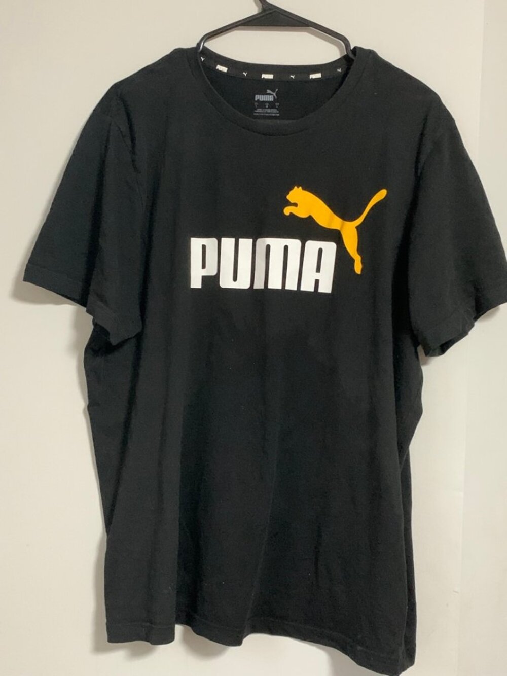 Puma T-Shirt Black White Gold Logo - Men's L